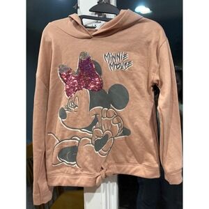 Disney Minnie Mouse Oink Hooded Sweatshirt Graphic/Sequin Bow 14/16 Girls